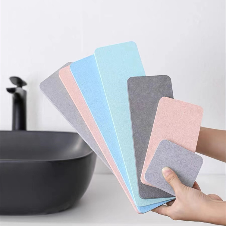 Однотонные пользовательские оптом диатомные быстросохнущие коврики для ванной, Нескользящие диатомит коврики для ванной