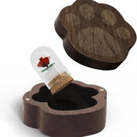 Urna Conmemorativa de Madera Hecha a Mano para Cenizas de Mascotas con Tapa, Recuerdo Personalizable con Huella de Pata para Gatos y Perros