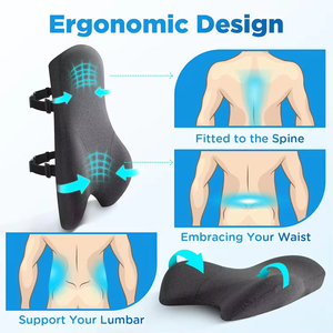 Cojín de Soporte Lumbar Ergonómico de Espuma Viscoelástica, Almohada de Soporte <span class=keywords><strong>para</strong></span> la Espalda Ajustable <span class=keywords><strong>para</strong></span> Silla de Oficina y Automóvil, <span class=keywords><strong>Respaldo</strong></span> Ortopédico Transpirable - Product Image 6
