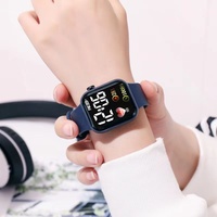 Jam tangan elektronik Led Digital, jam tangan Digital olahraga persegi hati modis untuk anak pelajar