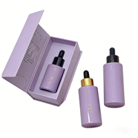 Flacon compte-gouttes rond en verre de luxe avec boîte cadeau pour sérum et huile essentielle, emballage cosmétique, flacon compte-gouttes avec boîte