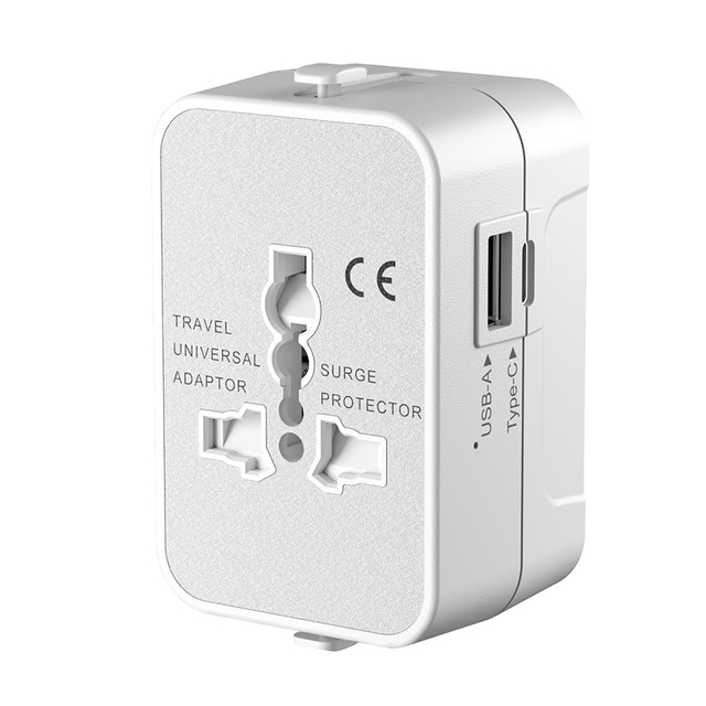 RR Travel 202A USB-C 2 Ports 100-250V AC PD 3.0 20W Travel-friendly PC/ABS IP12 Commercial Use All-In-One Power Adapter