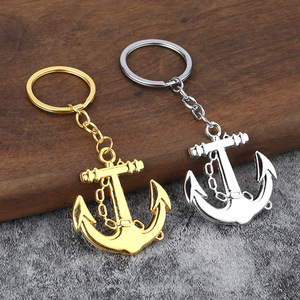<b>Vintage</b> Nautical Anchor Shape Metal Keychain Gold Silver Zinc Alloy <b>Key</b> Ring Pendant - Product Image 2