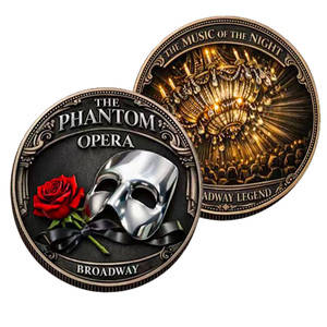 Máscara del Fantasma de la Ópera y Rosa Conmemorativa de la Leyenda de Broadway, Moneda de Metal, Artesaní<span class=keywords><strong>a</strong></span> Decorativa, Regalo Coleccionable para Empresas - Product Image 1