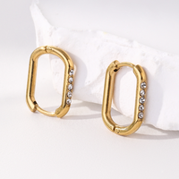 Nouveau support d'oreille étanche à la mode Style classique plaqué or 18 carats incrustation de zircon boucles d'oreilles carrées en acier inoxydable
