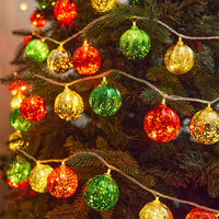Guirlande lumineuse LED transfrontalière en plastique avec boules de Noël, ornements étoiles électroplaqués, décoration d'ambiance pour sapin de Noël, modèle SD01
