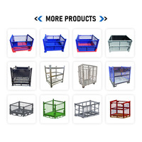 Conteneur de stockage robuste pour entrepôt, cage à palettes en métal, gitterbox en fer, verrouillable, empilable, pliable, en acier doux