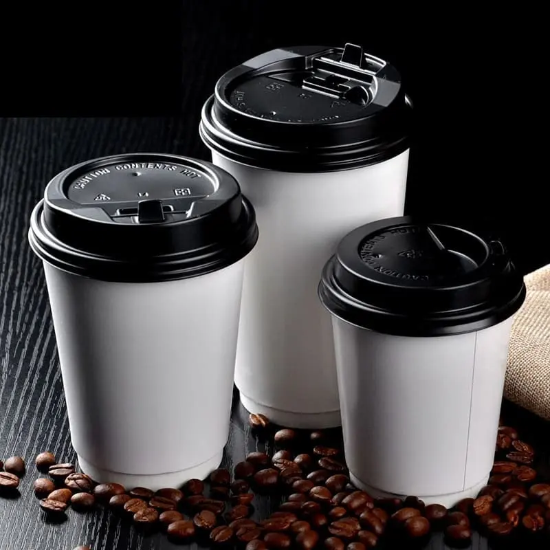 맞춤형 인쇄 친환경 테이크 아웃 6oz 8 oz 12oz 일회용 블랙 커피 컵 종이 뜨거운 커피 컵 뚜껑 로고