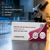 Test combiné canin 4-en-1 (anticorps EHR/anticorps LSH/anticorps ANA/anticorps CHW), idéal pour les régions méditerranéennes et endémiques, sérum, 10 min, fourniture OEM