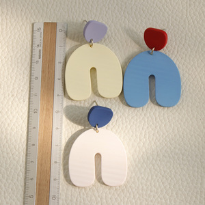 Fashion Simple Handmade Geometric Big <strong>U</strong> <strong>Shape</strong> Acrylic Drop Dangle <strong>Earrings</strong> for Women Girls Clay Statement <strong>Earrings</strong> - Product Image 2