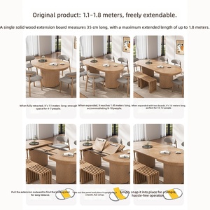 <span class=keywords><strong>Tavolo</strong></span> <span class=keywords><strong>da</strong></span> Pranzo Allungabile Convertibile in Stile Nordico <span class=keywords><strong>con</strong></span> Bordo in Legno Massello di Quercia, <span class=keywords><strong>Panca</strong></span> Pieghevole per Appartamento e Arredamento Casa - Product Image 5