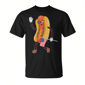 Camiseta patriótica con diseño de hot dog, manga corta, cuello redondo, impresión digital, para hombre adulto, diseño de bandera de Estados Unidos del 4 de julio - Product Image 3