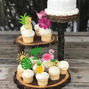 Promozione all'ingrosso torta di cottura decorazione Plug-in Stereo torta di compleanno Toppers fenicottero hawaiano ananas stuzzicadenti decorativi - Product Image 6