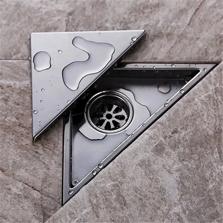 Stainless Steel 304 232mm*117mm Hidden Type Triangle Tile Insert Floor Waste Grates Bathroom Shower Drain