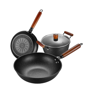 Ensemble de 3 casseroles et poêles antiadhésives Ensemble de casseroles et poêles en pierre antiadhésive Ensemble de cuisine - Product Image 4