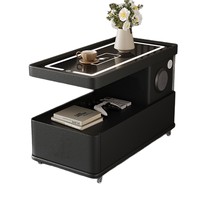 Table d'appoint carrée intelligente pour canapé, table basse moderne pour chambre à coucher, table mobile pour petit appartement, en bois et verre, avec rangement, réglable, écologique, ensemble