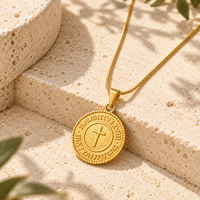 Collier croix ARNAN pour femme en acier inoxydable 304, doré, avec pendentif pièce de monnaie vintage en relief, bijoux de mode superposés, cadeau en gros