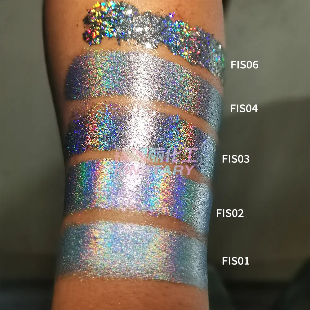 Cosmetic grade metallic rainbow galaxy effect iridescent shiny pressed holographic eyeshadow pigments powder