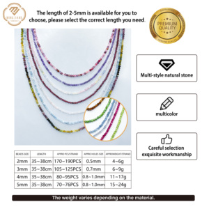 Hạt đá tự nhiên bán buôn 2mm Garnet Amazonite Amethyst tròn mặt cắt, đá quý rời để làm đồ trang sức - Product Image 4