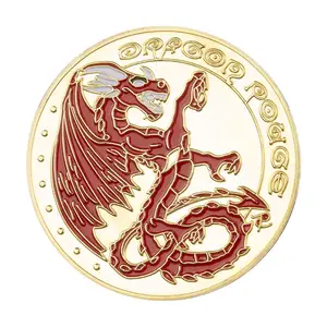 Mạ vàng lưu niệm đồng xu Bộ sưu tập quà tặng kỷ niệm đồng xu Màu Đỏ rồng sưu tập ma thuật lưu niệm đồng xu