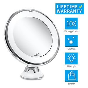 <span class=keywords><strong>Specchio</strong></span> per il Trucco con Luce LED, Ingrandimento 10X, Ventosa, Pieghevole, <span class=keywords><strong>Specchio</strong></span> da Parete Senza Foratura, <span class=keywords><strong>Specchio</strong></span> per Vanità - Product Image 1