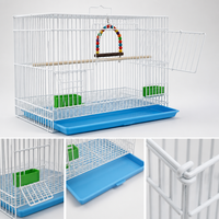 Petite cage à oiseaux rectangulaire en fil métallique avec plateau extractible 35x25x26cm, espacement des barres de 1cm pour perroquet, pinson, canari