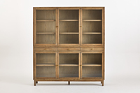 Armoires en verre minimalistes modernes personnalisées, carré en bois d'orme gris fumé, adapté aux salons