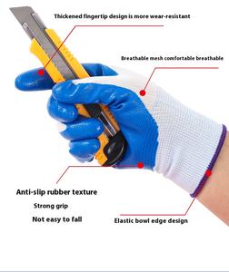 Guantes de seguridad industrial para la construcción Cuero de PVC con revestimiento de látex Forro de nailon de nitrilo térmico anticorte para soldadura - Product Image 4