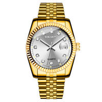 Jam Tangan Pasangan Set Kuarsa Stainless Steel Emas Pria Wanita Arloji Kekasih Original Mewah Jam Tangan Pria dan Wanita