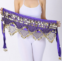 Foulard de danse orientale en velours avec paillettes et pompons pour femme, ceinture de danse du ventre, vente en gros, livraison directe