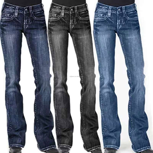 <span class=keywords><strong>Jeans</strong></span> svasati stile Vintage americano svasati snellenti da donna <span class=keywords><strong>pantaloni</strong></span> <span class=keywords><strong>elasticizzati</strong></span> in Denim alla moda Leggings retrò - Product Image 1