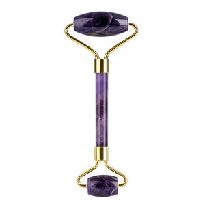 Ametista naturale di cristallo di <span class=keywords><strong>giada</strong></span> <span class=keywords><strong>rullo</strong></span> con manico in metallo ottone per la cura del viso <span class=keywords><strong>rullo</strong></span> per occhi viso collo muscolare rilassamento sbiancante - Product Image 2