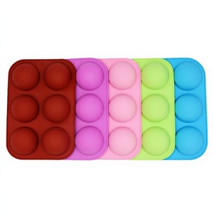 Moule à gâteau en silicone de qualité alimentaire, demi-sphère, 6 pièces, petit format, résistant au four, pour mousse, pudding, chocolat, pâtisserie, dessert - Product Image 1