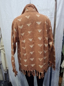Bohemian Hand Block Printed <b>Fringed</b> <b>Jacket</b> for Women Stylish Ethnic Open Front Cotton Layering <b>Jacket</b> with Tassel Detail - Product Image 6