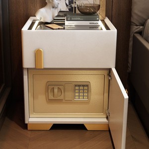 Smart <b>Bedside</b> <b>Table</b> With Integrated Safe Modern Minimalist Design Bedroom Nightstand Small Size Artificial Board Material - Product Image 1