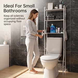 Étagère de salle de bain à 3 niveaux, moderne, à poser au-dessus des toilettes, robuste, multi-niveaux, pour rangement, étagère de toilettes - Product Image 6