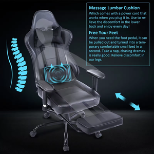 Günstige Peru Marke Preis Top 10 Hot Sale Online blau schwarz Massage verstellbare Armlehne Gaming Stuhl mit Fuß stütze und Massage - Product Image 2