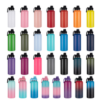 Bouteille d'eau vintage en acier inoxydable de qualité alimentaire, écologique, avec corde, pour le camping, le sport en plein air, pochette, 32 oz, capacité de 3 à 4 pièces