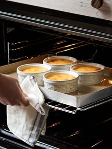 Ensemble de 4 tasses à crème pâtissière en céramique à gaufrage de 4oz, plat de cuisson Ramiken pour crème brûlée, gâteaux de lave, pouding, soufflé - Product Image 4