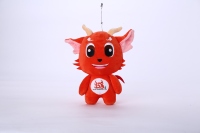 Porte-clés décapsuleur en peluche Mascotte Dragon Rouge Vif Personnalisé, Doux, Durable, Écologique, avec Logo de Marque pour Traiteur, Mini Animal