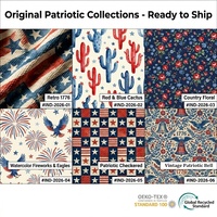 1 yarda de tela de punto de poliéster y elastano con estampado personalizado del 4 de julio, diseño de balas, tela Liverpool para lazos y baberos de mascotas