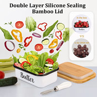 Beurrier de cuisine avec couvercle et couteau à beurre pour comptoir en métal avec joint en silicone