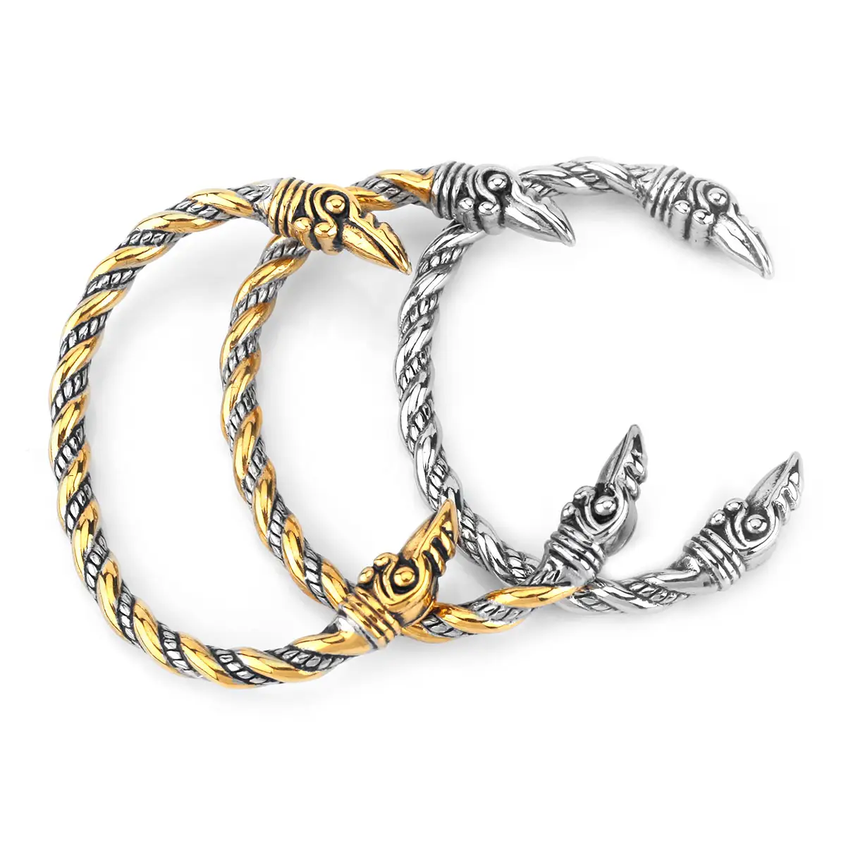 charms for men stainless steel raven cuff bracelet men's fashion accessories jewelry wholesale bulk bulk items wholesale