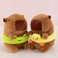 Porte-clés en peluche mini capybara Kawaii avec anneau de natation canard/cochon/grenouille, ornement animal en peluche douce pour sac à dos et cadeau pour enfants
