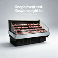 Vitrine réfrigérée commerciale multi-étagères pour viande crue, idéale pour marché de produits frais et restaurant buffet / hot pot, avec éclairage LED