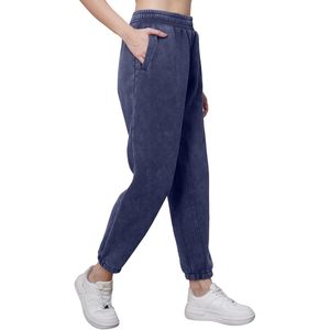 Pantalones de chándal azul Vintage para mujer con bolsillos, pantalones de moda transpirables de cintura media y pierna ancha, ropa informal de 2025 - Product Image 3