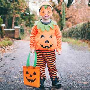 Bolsa de Calabaza de Halloween Ecológica, Reutilizable, de Tela No Tejida, Color Naranja, para Niños, Ideal para Regalos, Dulces y Fiestas - Product Image 6