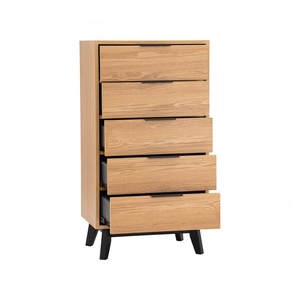 Timeless Ash Veneer MALTON 5 Drawer Dresser Tall Bedroom Chest of Drawers for Modern Home Storage and Room Organization - Product Image 2