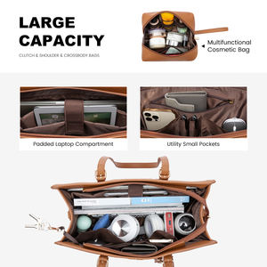 LOVEVOOK 2pcs套大号时尚PU笔记本包电脑学校时尚手提袋单肩斜挎包女用 - Product Image 3