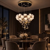 Lustre de luxe personnalisé avec fleurs en verre faites à la main, lampe pour salon et salle à manger de villa, éclairage d'escalier, éclairage d'hôtel